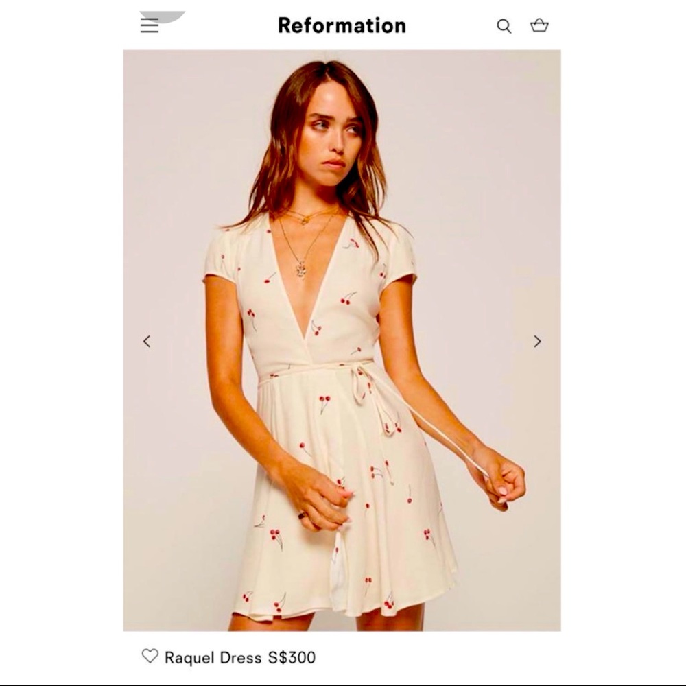 Reformation Raquel cherry print wrap mini dress 4 Small